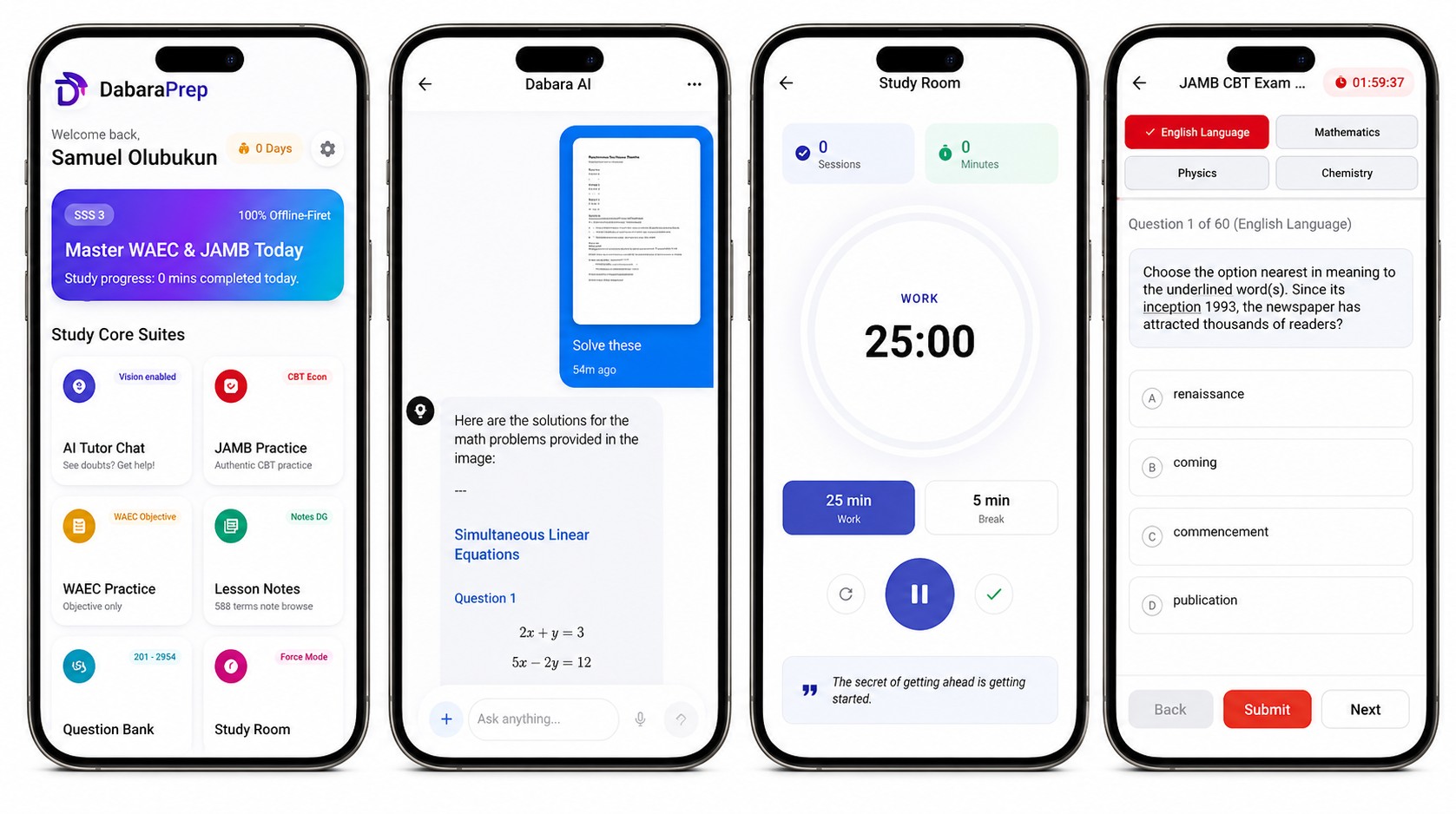 Dabara Prep Mobile Offline CBT and AI Tutoring